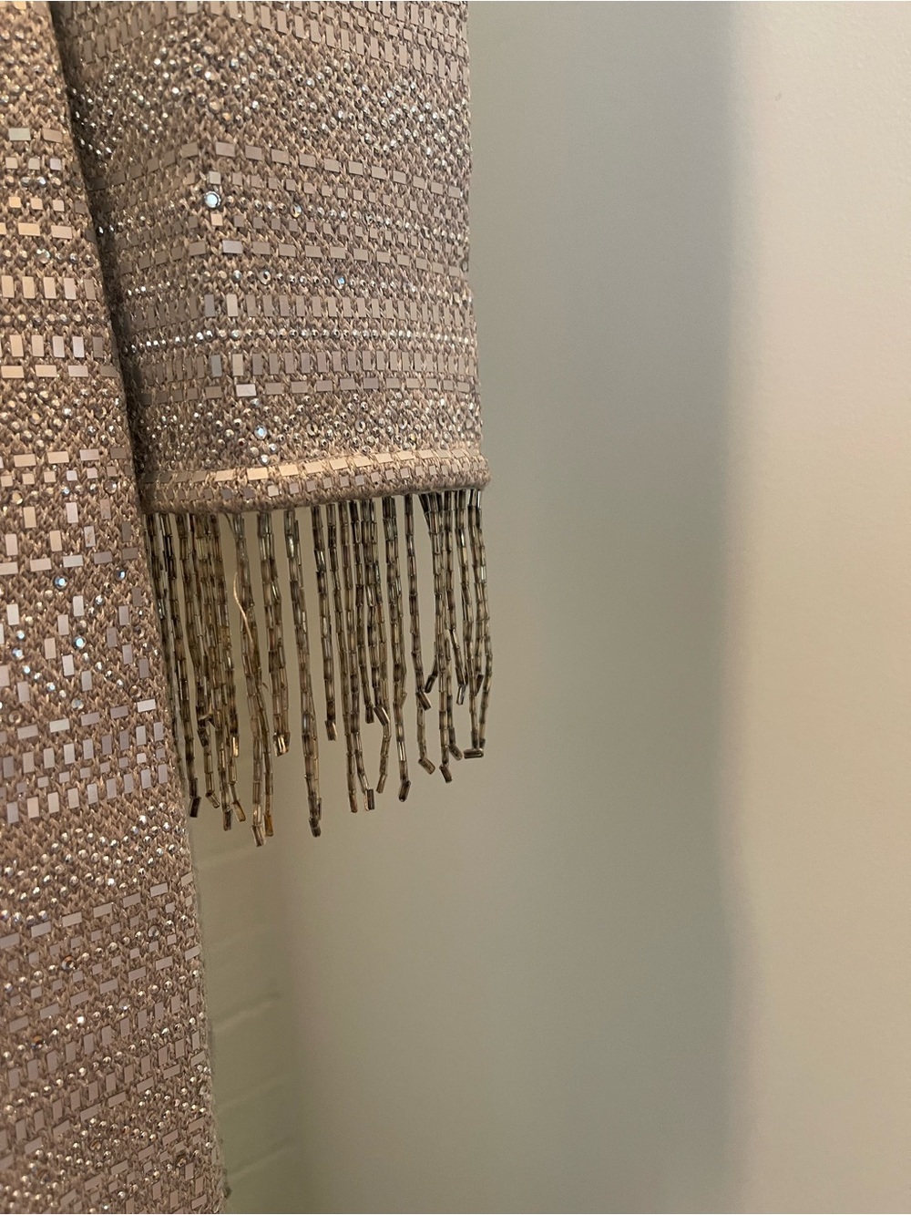 St. John Couture Silver Metallic Knit Fringe Cocktail Dress Size 2 - Picture 5 of 10